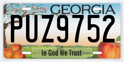 GA license plate PUZ9752