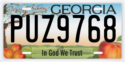 GA license plate PUZ9768