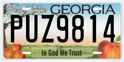 GA license plate PUZ9814