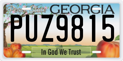 GA license plate PUZ9815