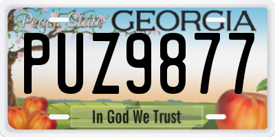 GA license plate PUZ9877