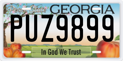 GA license plate PUZ9899