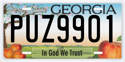 GA license plate PUZ9901