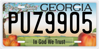 GA license plate PUZ9905