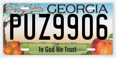 GA license plate PUZ9906