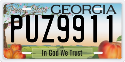 GA license plate PUZ9911