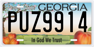 GA license plate PUZ9914