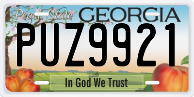 GA license plate PUZ9921