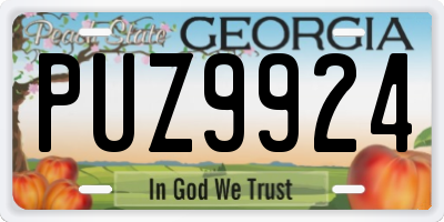 GA license plate PUZ9924