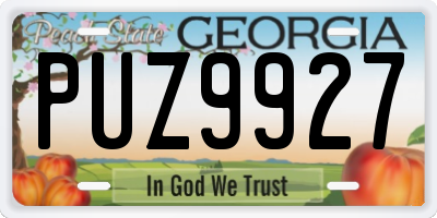 GA license plate PUZ9927