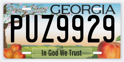 GA license plate PUZ9929