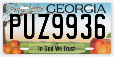 GA license plate PUZ9936