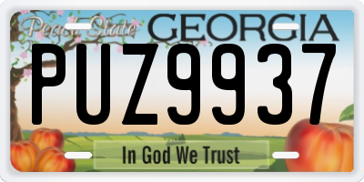 GA license plate PUZ9937