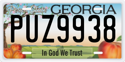 GA license plate PUZ9938