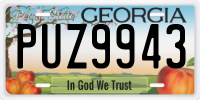 GA license plate PUZ9943