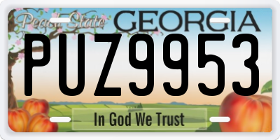 GA license plate PUZ9953