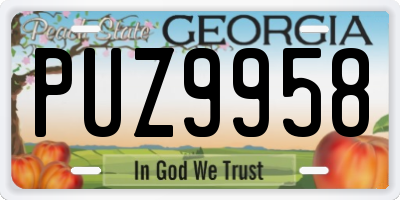 GA license plate PUZ9958