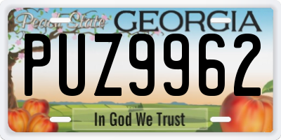 GA license plate PUZ9962