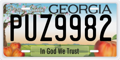 GA license plate PUZ9982