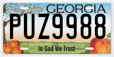 GA license plate PUZ9988