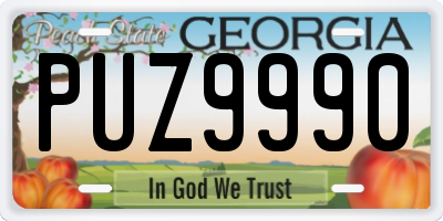 GA license plate PUZ9990