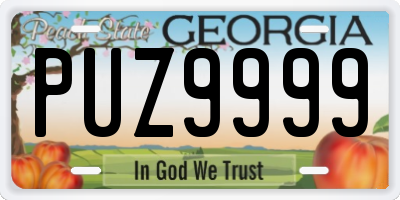GA license plate PUZ9999