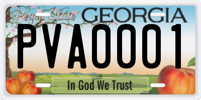 GA license plate PVA0001