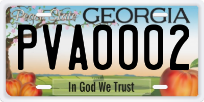 GA license plate PVA0002