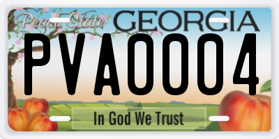 GA license plate PVA0004