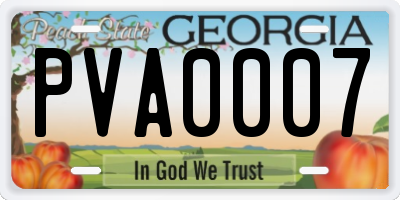GA license plate PVA0007