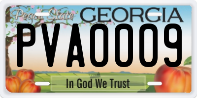 GA license plate PVA0009