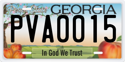 GA license plate PVA0015