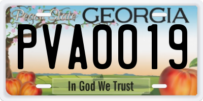 GA license plate PVA0019
