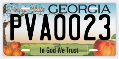 GA license plate PVA0023