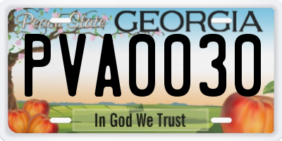 GA license plate PVA0030