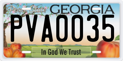 GA license plate PVA0035