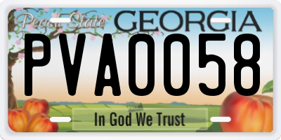 GA license plate PVA0058
