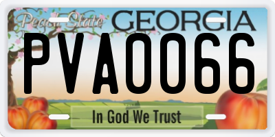 GA license plate PVA0066