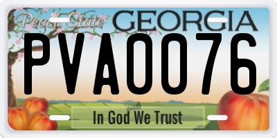 GA license plate PVA0076