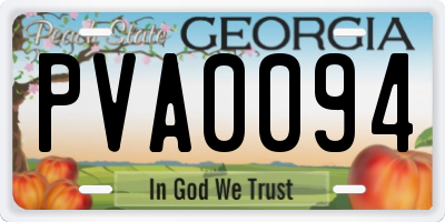 GA license plate PVA0094