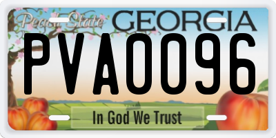 GA license plate PVA0096