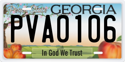 GA license plate PVA0106