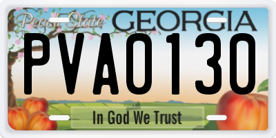 GA license plate PVA0130