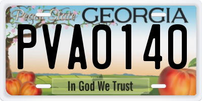 GA license plate PVA0140