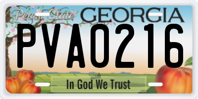 GA license plate PVA0216