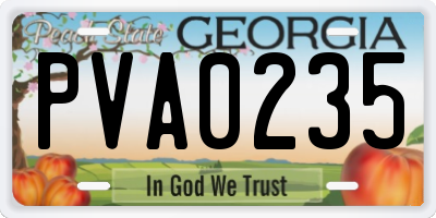 GA license plate PVA0235