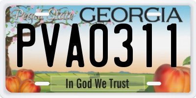 GA license plate PVA0311