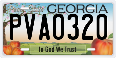 GA license plate PVA0320