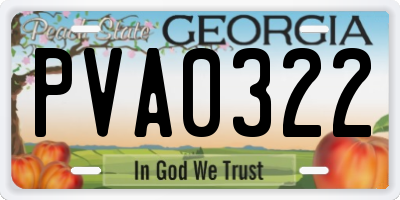GA license plate PVA0322