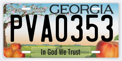 GA license plate PVA0353
